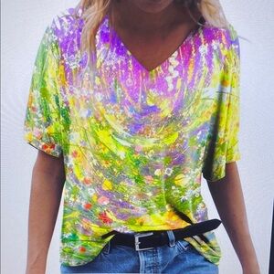 Colorful Abstract Print Women's Top